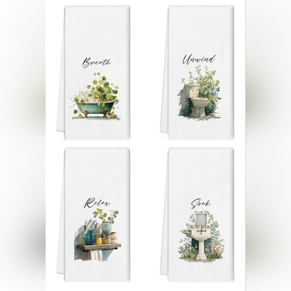 Inspirational Bathroom Towels Set Dishcloth for‎ Bath16x24 Inch, Set of 4